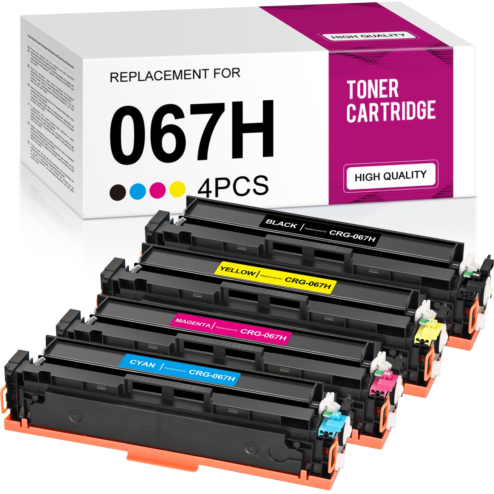 Linford Compatible Canon 067H Toner Cartridges With Chip (Black, Cyan, Magenta, Yellow) Set of 4 High Yield - SUPERX