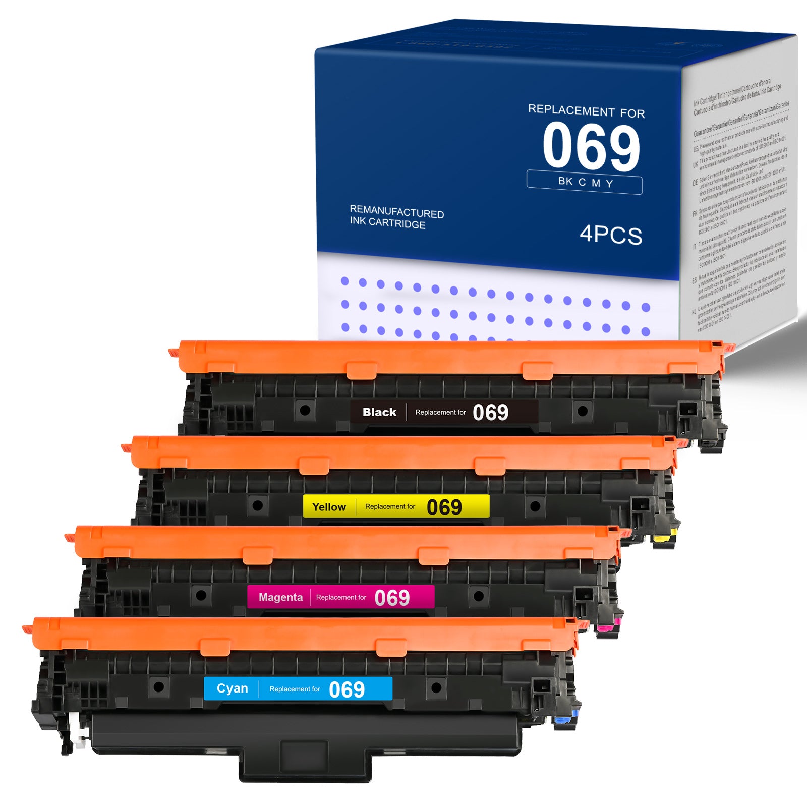 LEMERO Compatible Canon 069 Toner Cartridge Set 4-Pack Black Cyan Magenta Yellow