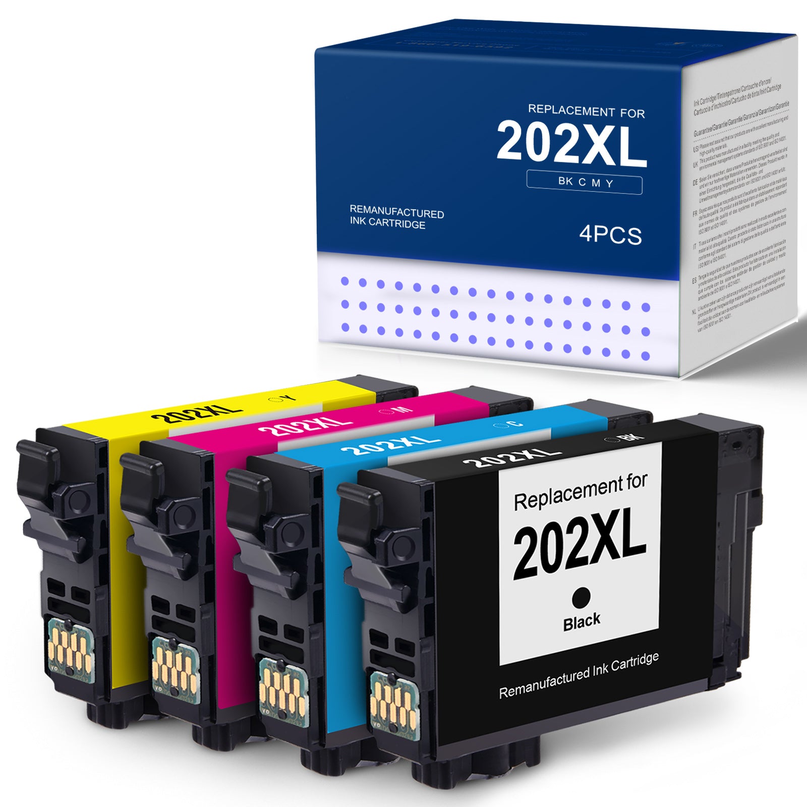 Linford 202XL Remanufactured Ink Cartridge use with Epson Workforce Printer (Black, Cyan, Magenta, Yellow, 4-Pack)