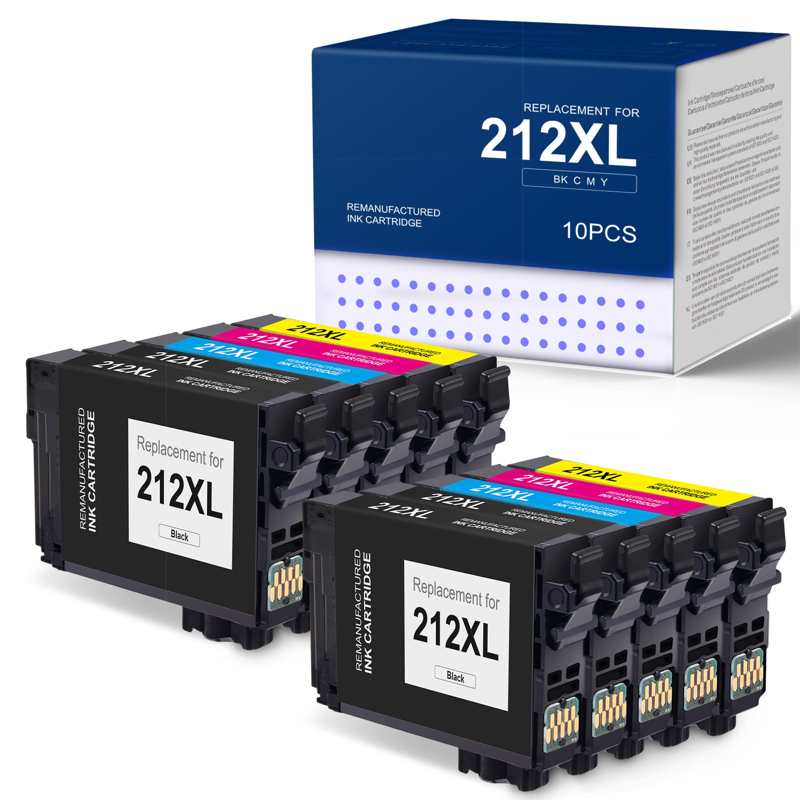 Linford Remanufactured Epson 212 Ink Cartridges XL 10-Pack: 4 Black, 2 Cyan, 2 Magenta, 2 Yellow