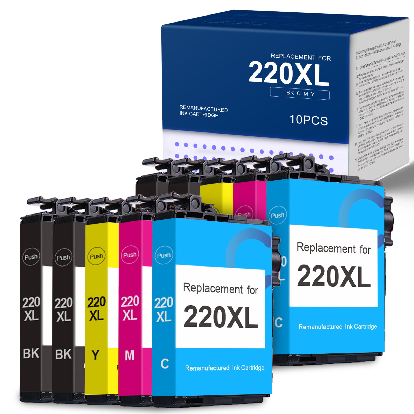 Linford Remanufactured Epson 220XL Ink Cartridges (Black, Cyan, Magenta, Yellow, 10-Pack)