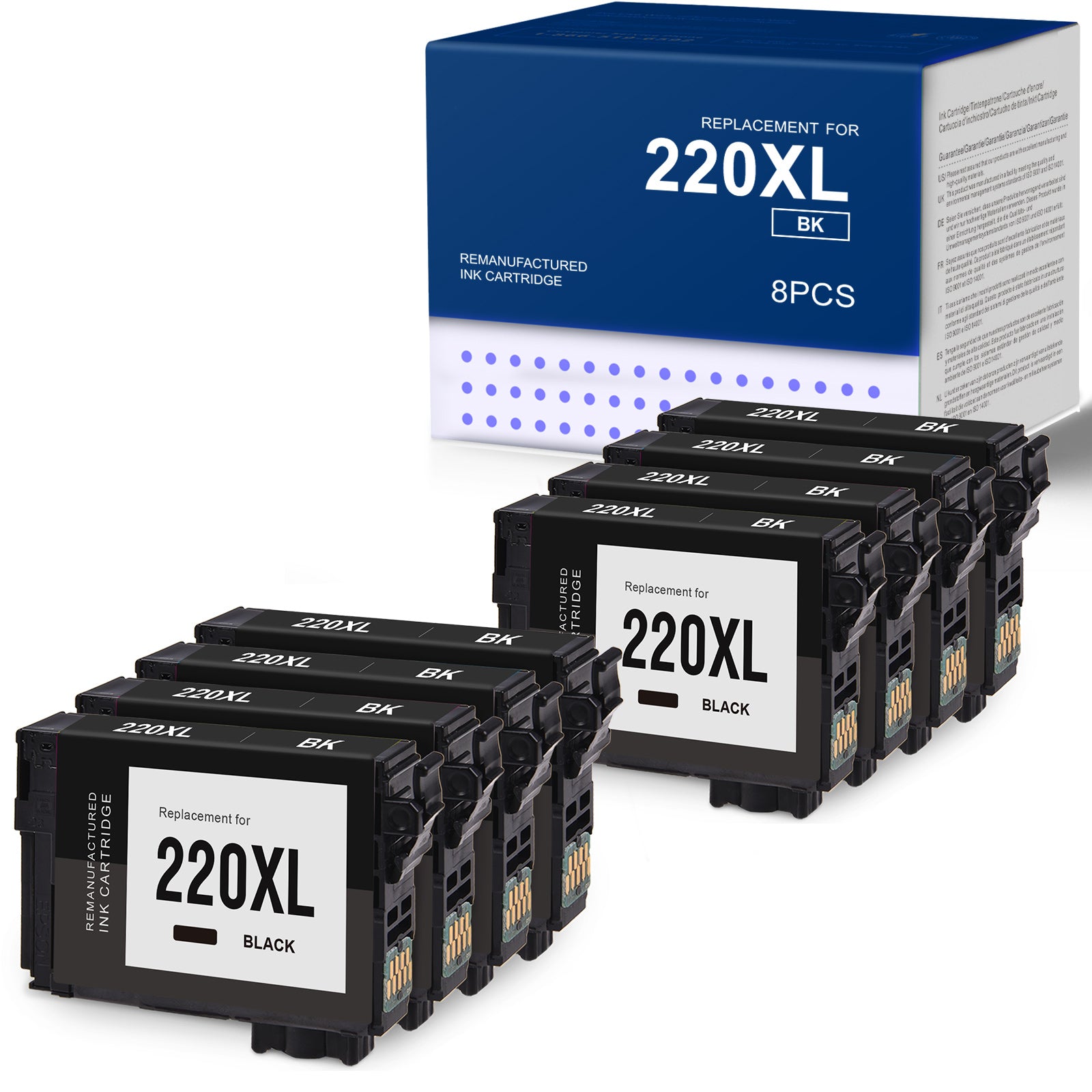 Linford Remanufactured Epson 220XL Black Ink Cartridges 8 Pack