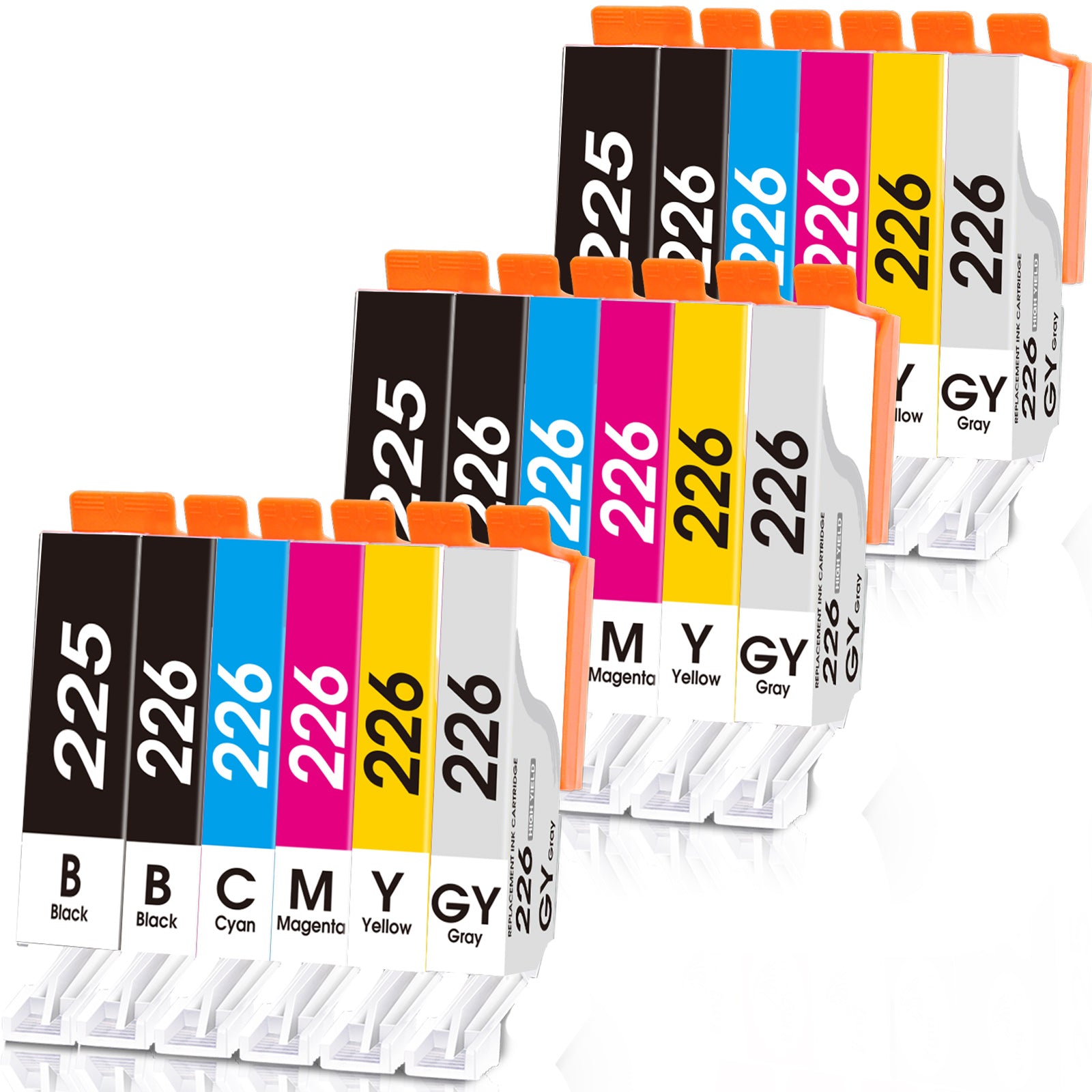 Linford Compatible Canon PGI-225 CLI-226 (3PGBK, 3BK, 3 Gary, 3C/3M/3Y), 18 Packs