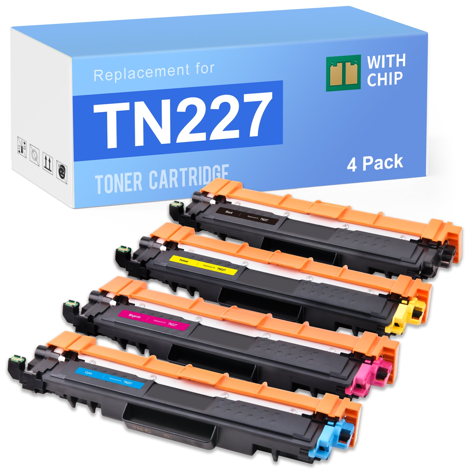 TN227 High Yield Compatible Brother Toner Cartridge 4 Pack BK/C/M/Y
