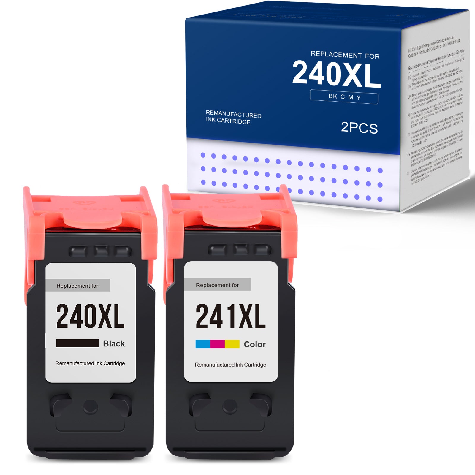 Canon 240XL 241XL Remanufactured Ink Cartridge (1 Black, 1 Tri-Color, Combo pack)