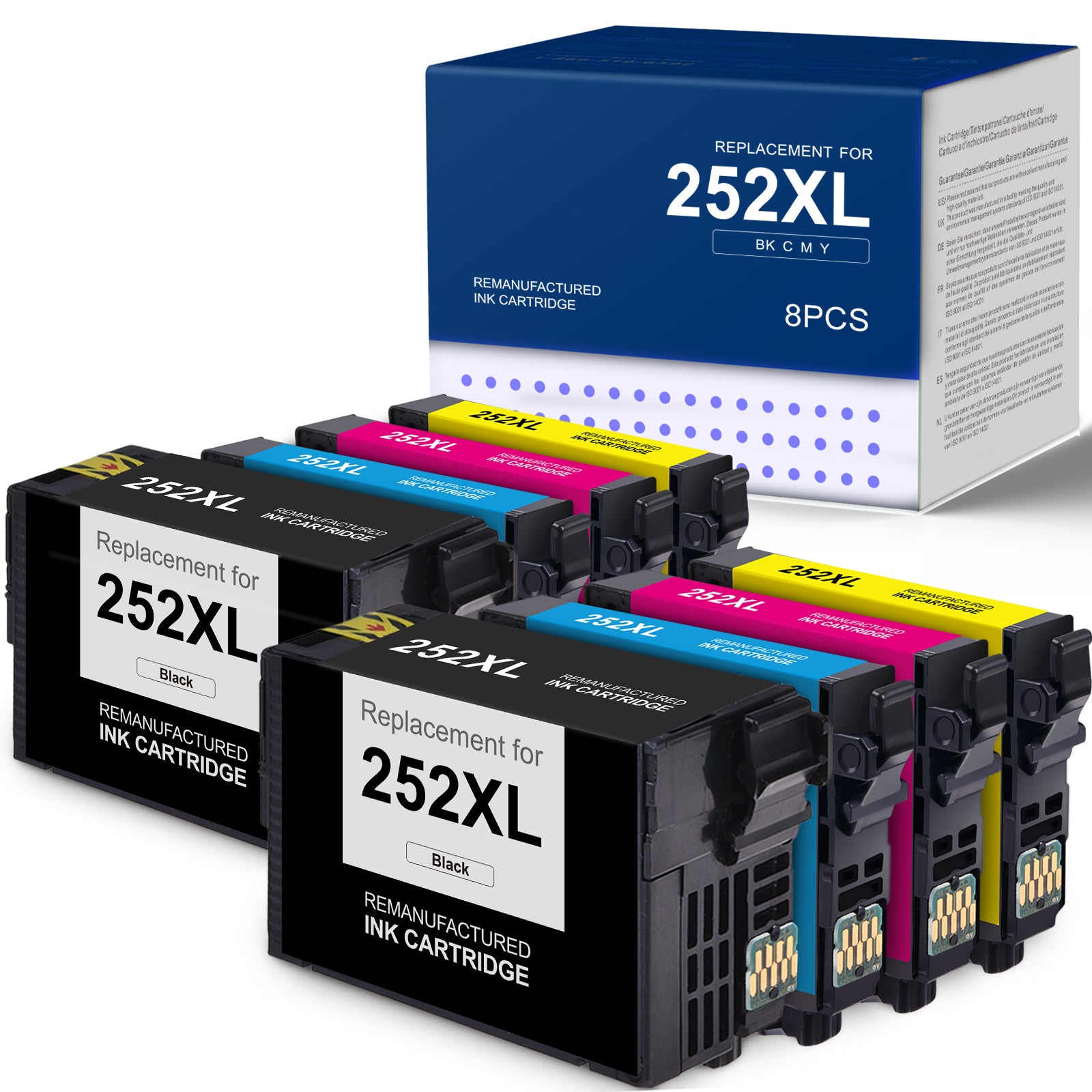 Linford Remanufactured Epson 252XL ink cartridges (2 Black, 2 Cyan, 2 Magenta, 2 Yellow, 8-Pack)