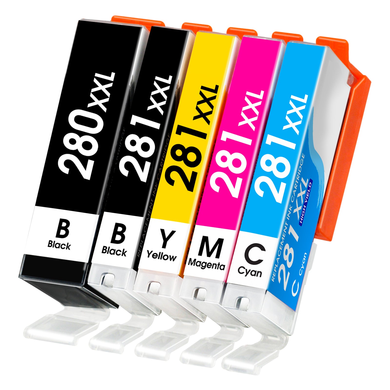 Linford Compatible Canon PGI-280XXL CLI-281XXL Ink Cartridges Super High Yield 5 Packs(PGBK Black C M Y)
