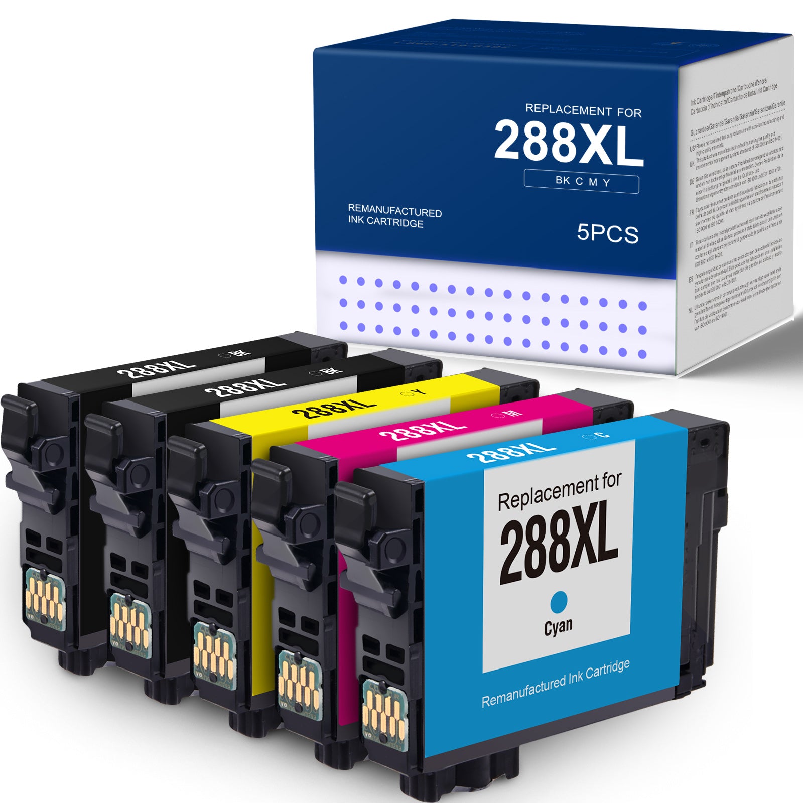 Epson 288XL Ink Cartridges Remanufactured (2 Black, 1 Cyan, 1 Magenta, 1 Yellow)