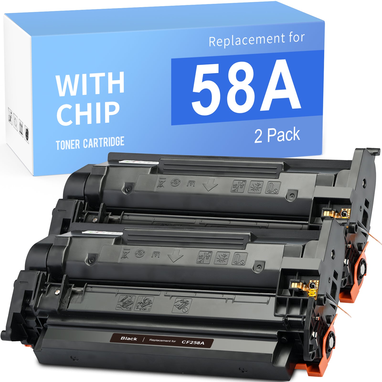 Linford Compatible 58A CF258A Toner Cartridge Black 2 Pack (with Chip, High Yield)