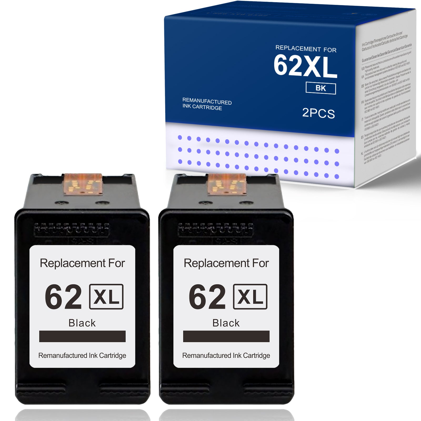 Linford Remanufactured HP 62XL Black Ink Cartridge (2 Pack)