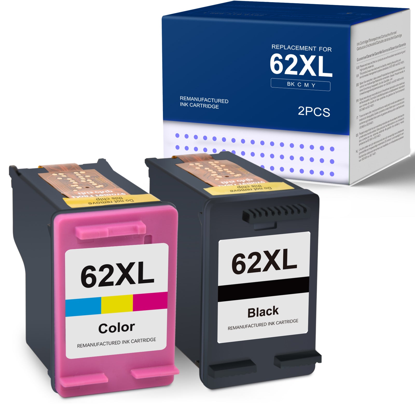Linford Remanufactured for HP 62XL Ink Cartridge Combo Pack (1 Black, 1 Tri-Color)