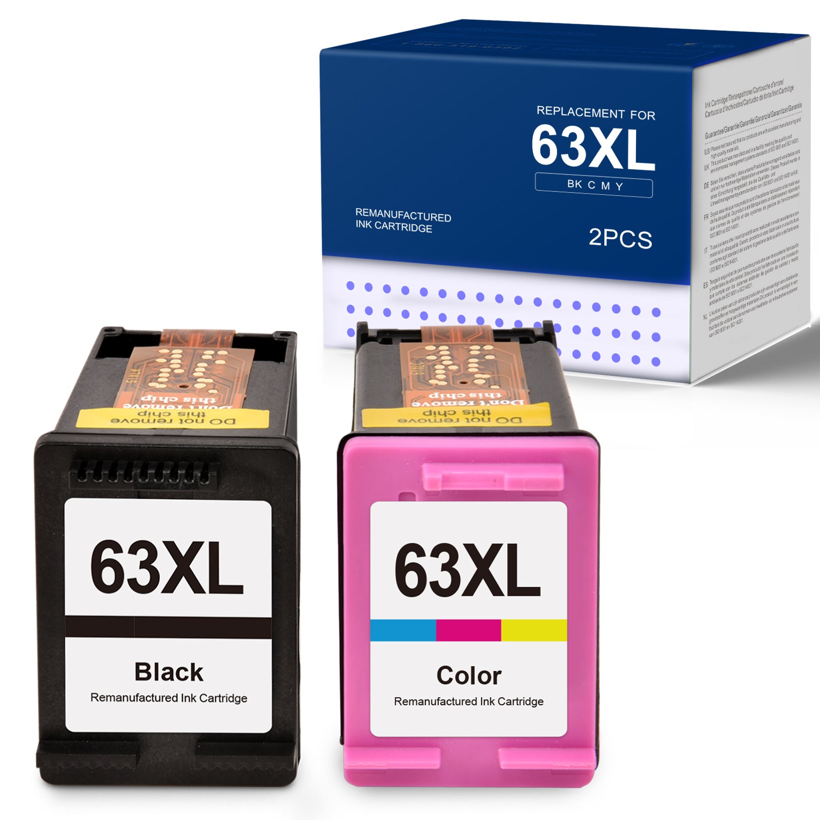 Linford Remanufactured for HP 63XL Ink Cartridge Combo Pack (Black, Tri-Color, 2 Pack)