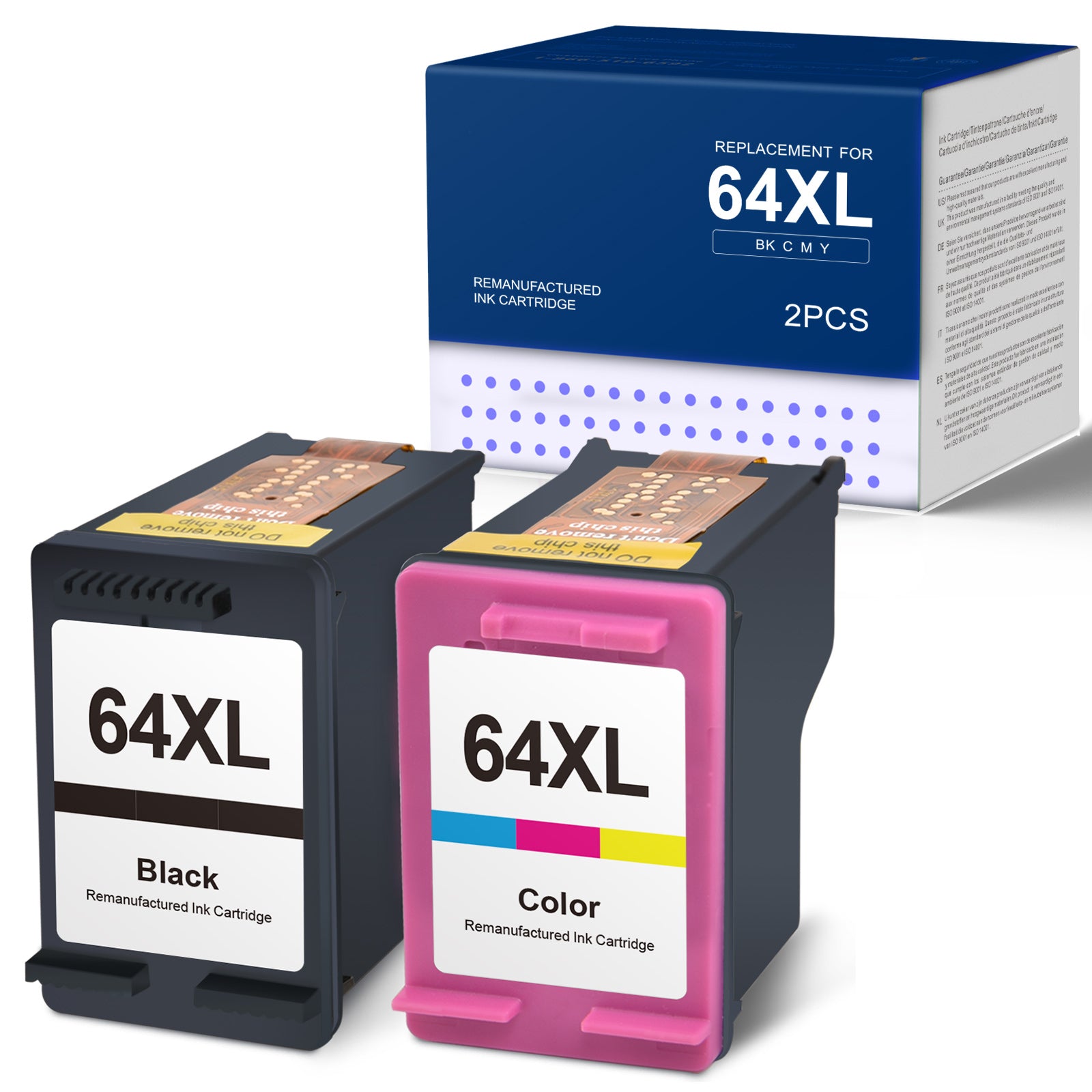 Linford Remanufactured HP 64XL Ink Cartridge Combo Pack, High Yield (1 Black and 1 Tri-Color)