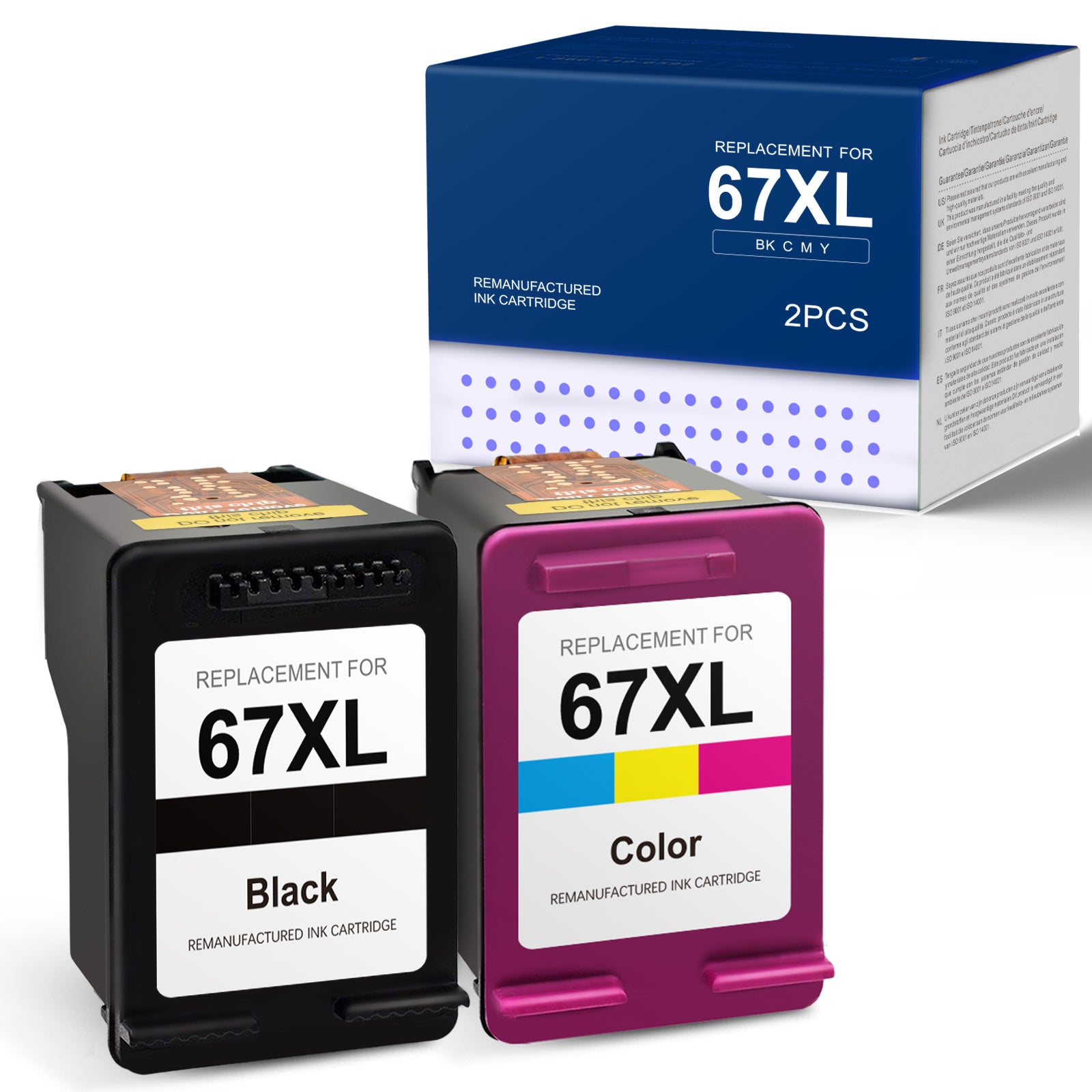 Linford Remanufactured 67XL Ink Cartridges Combo Pack Remanufactured for HP Printer (1 Black, 1 Tri-Color)