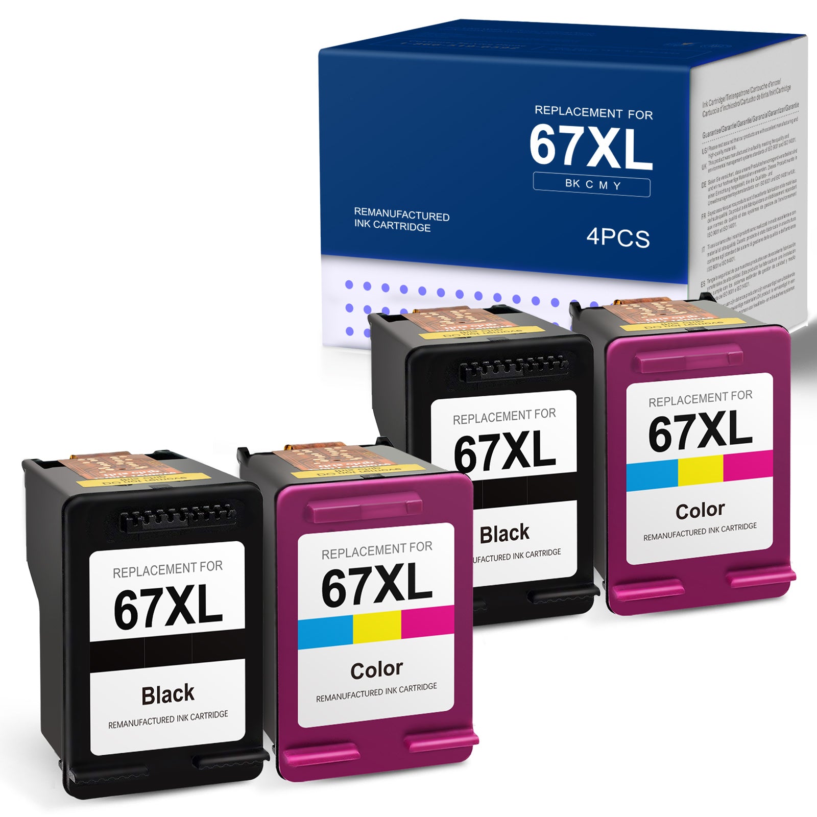 Linford Remanufactured HP 67XL Ink Cartridges 4 Pack (2 Black, 2Tri-Color)