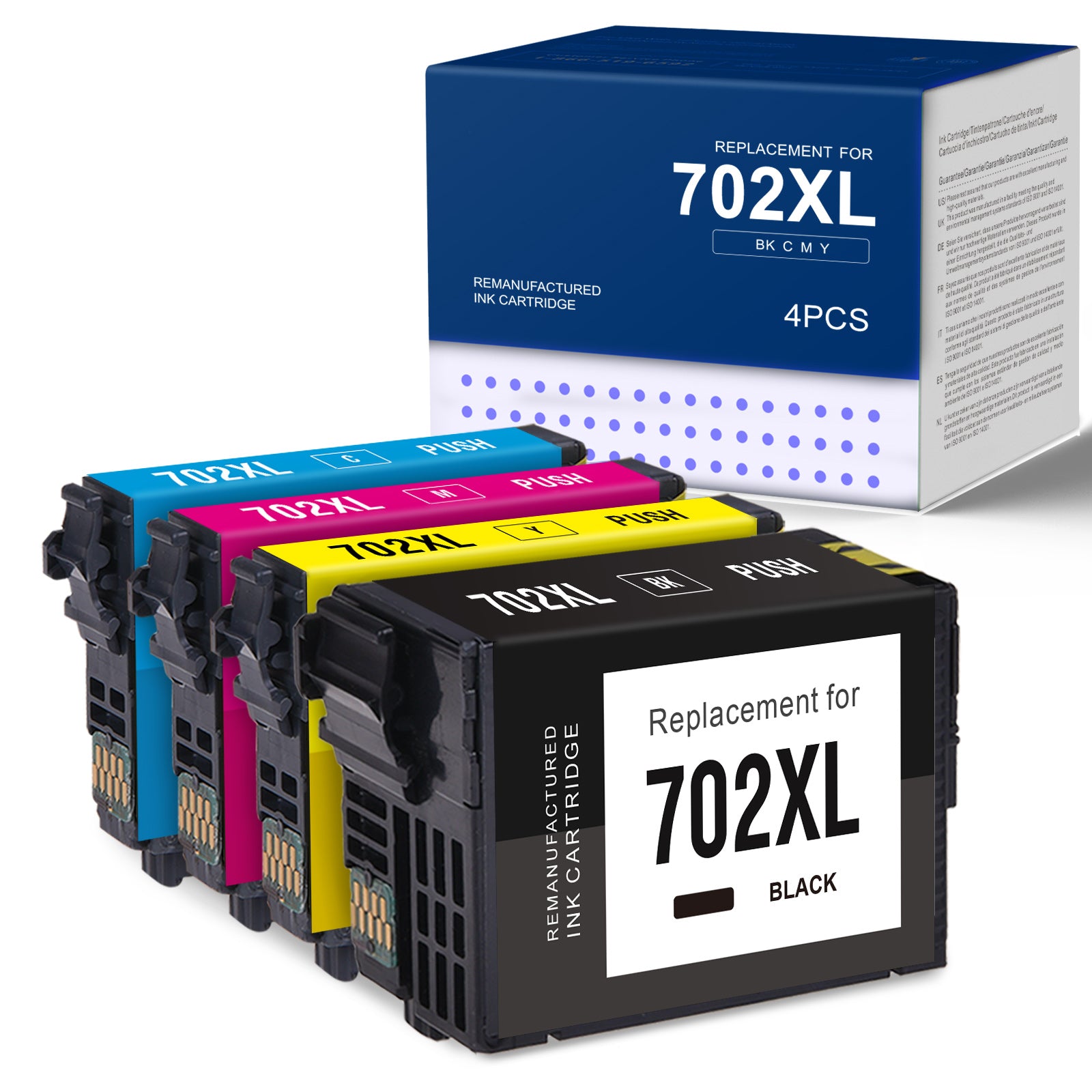 Linford 702XL Remanufactured Epson Ink Cartridge Ink Cartridges for Workforce Pro (Black Cyan Magenta Yellow, 4 Pack)