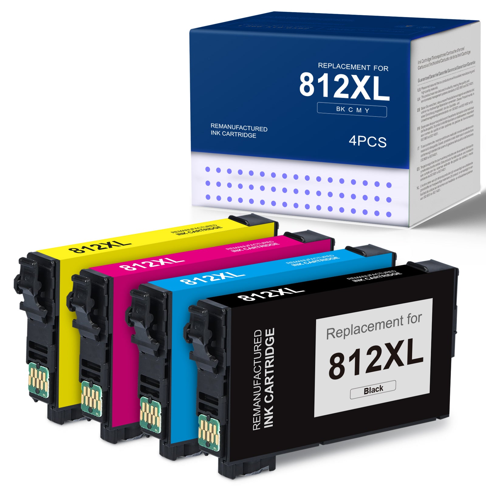 Linford  Remanufactured 812XL Ink Cartridges Combo Pack for Epson Ink Cartridges Workforce Pro (BK/C/M/Y, 4-Pack)