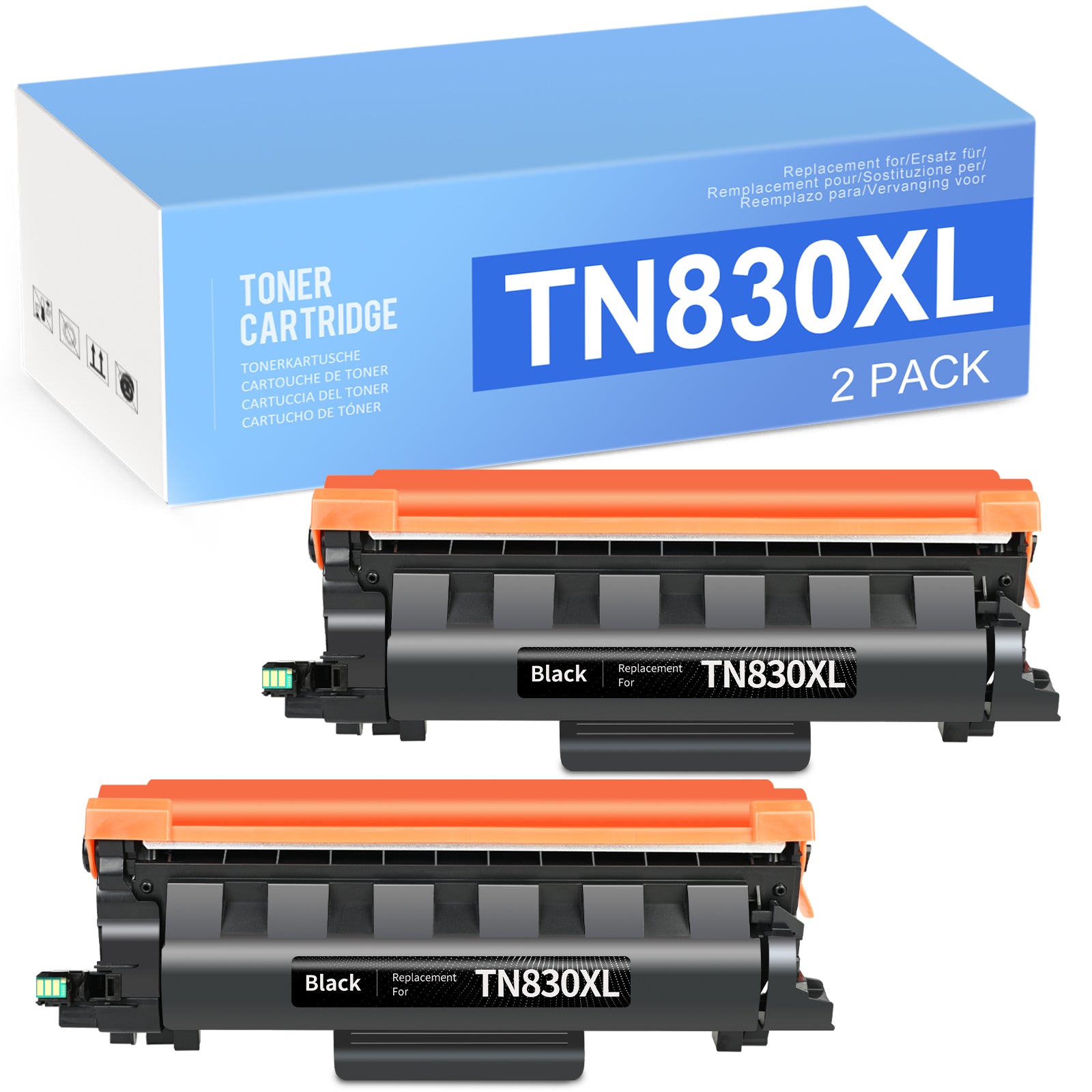 Linford Brother TN830XL Toner Cartridge High Yield (Black, 2 Pack)