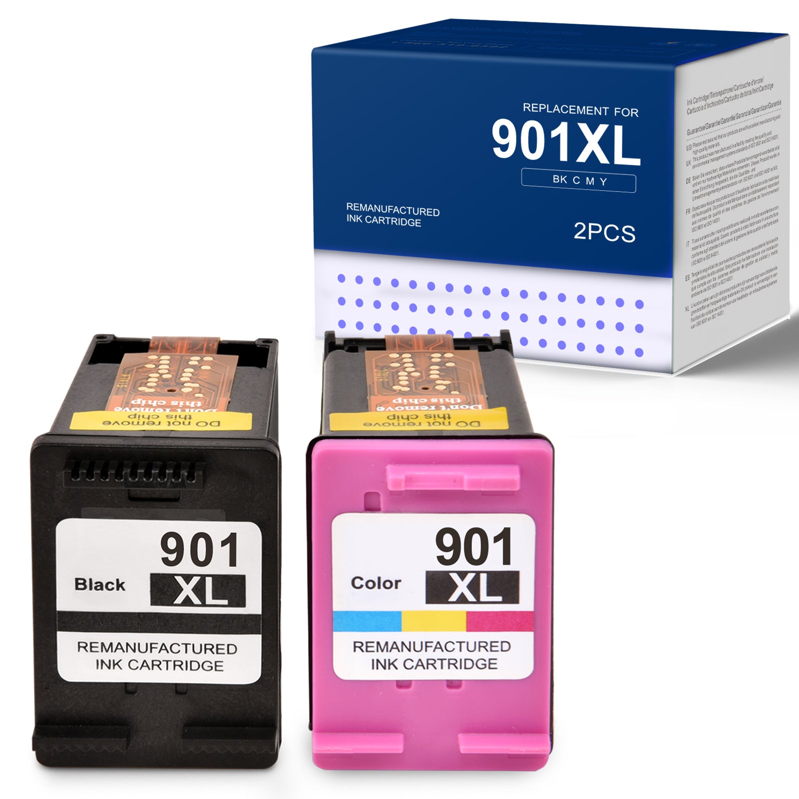 Linford Remanufactured HP 901XL Ink Cartridge (Black, Tri-Color) 2-Pack