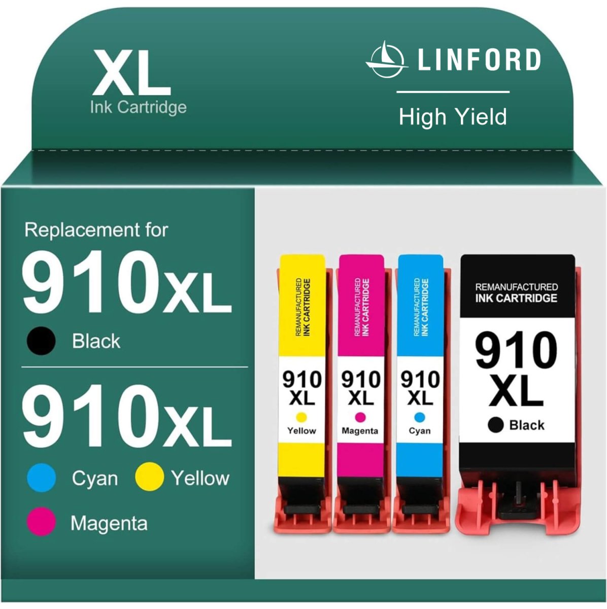 910XL Ink Cartridges Combo Pack Replacement HP (4 Pack) - Linford Office:Printer Ink & Toner Cartridge