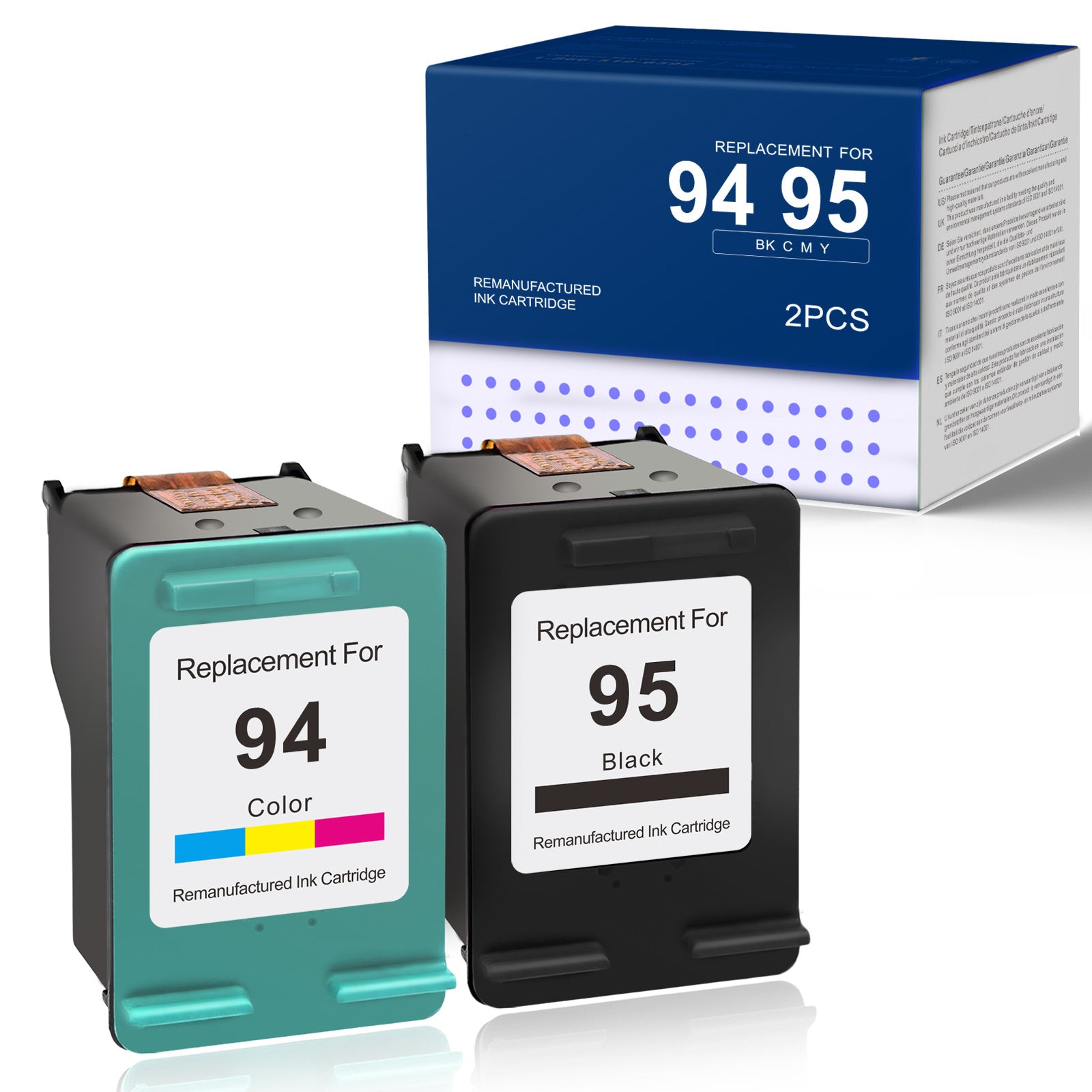 Linford Remanufactured HP 94 & 95 Ink Cartridge 2-Pack Combo (Black & Tri-Color)