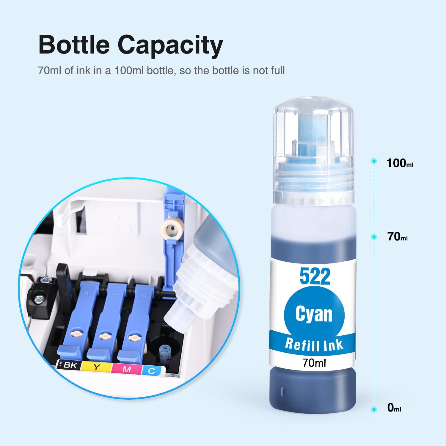 Compatible Epson T522 Ink Black Refill Bottle, 3-Pack (T522120)