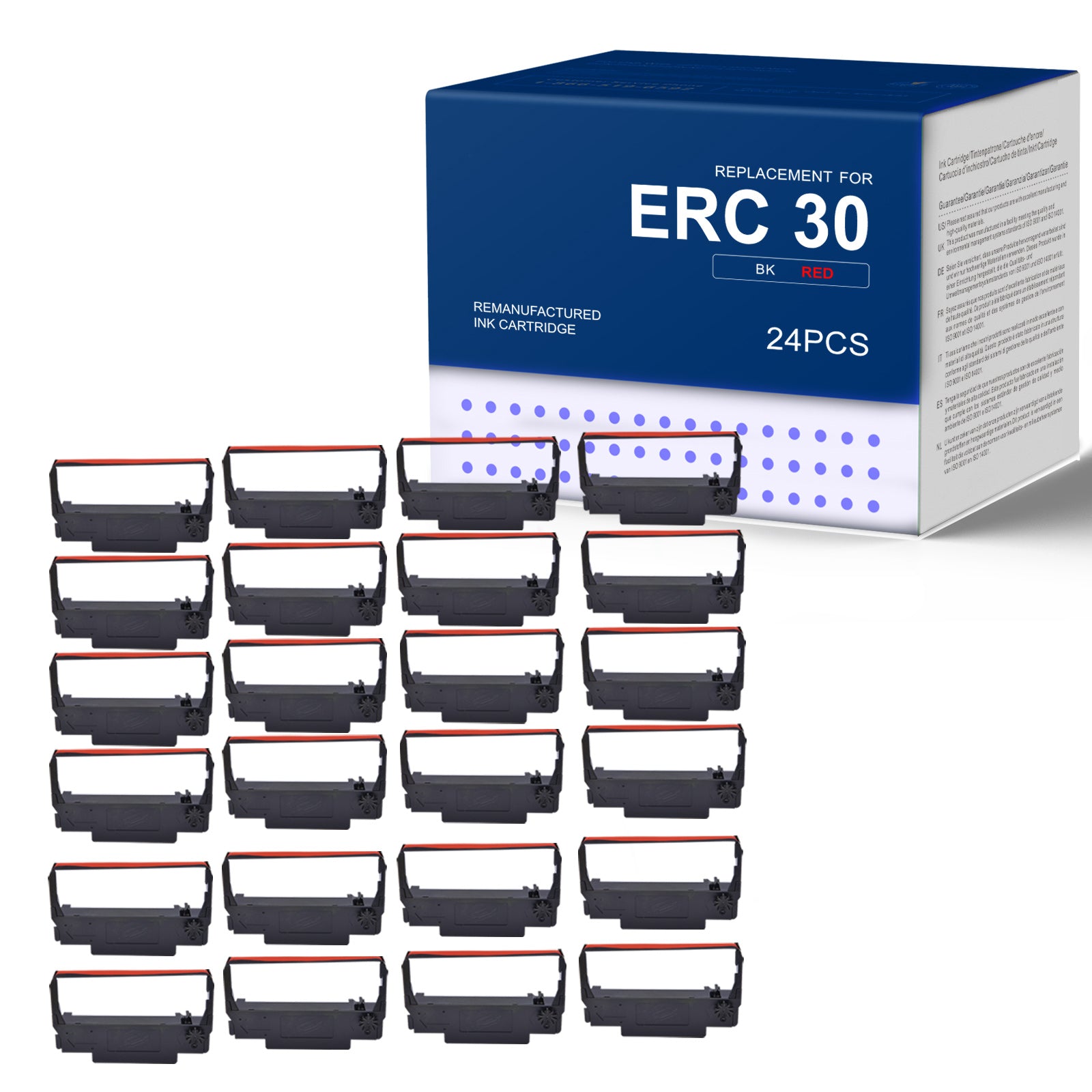 Linford Epson ERC 30 34 38 Printer Ribbon Cartridge NK506 (Black Red) 24-Pack Compatible