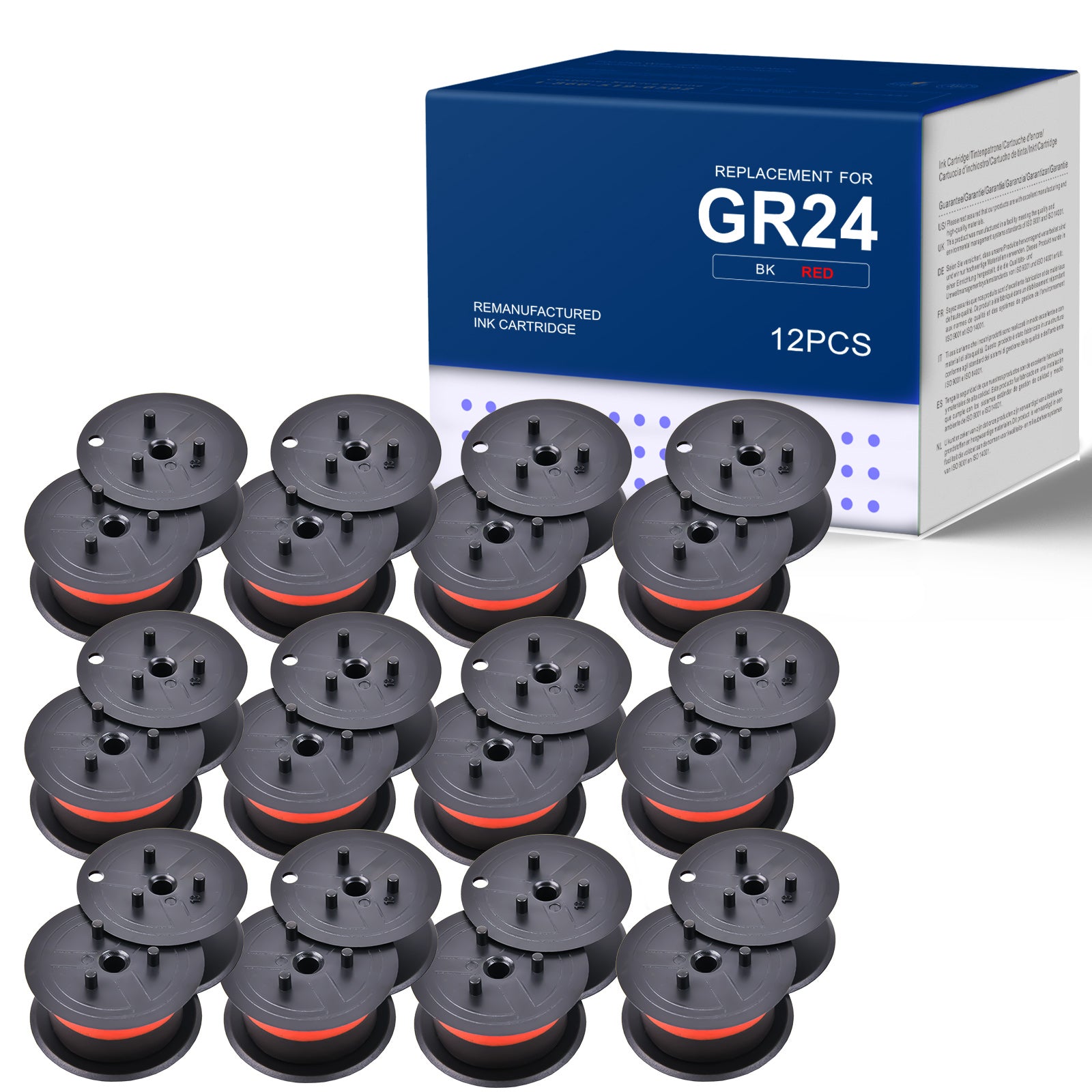 Linford Porelon 11216 GR24 Porelon 11216 Universal Twin Spool Calculator Ribbon Compatible with NuKote BR80c Dataproducts R3027 Sharp El-1197 P-III Printer (Black/Red,12 Pack)