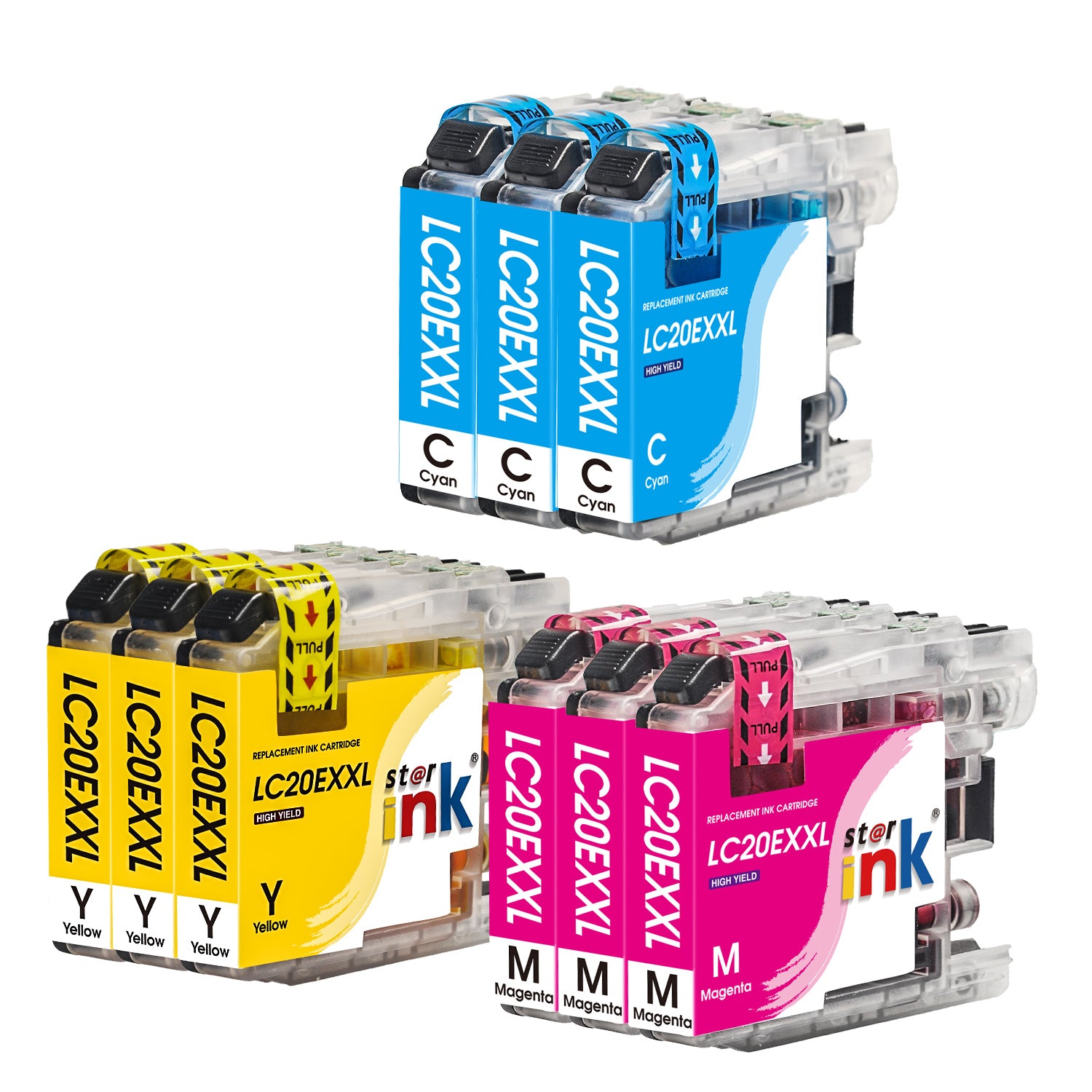 Replacement Brother LC20e Ink Cartridge (3 Cyan, 3 Magenta, 3 Yellow) 9-Pack