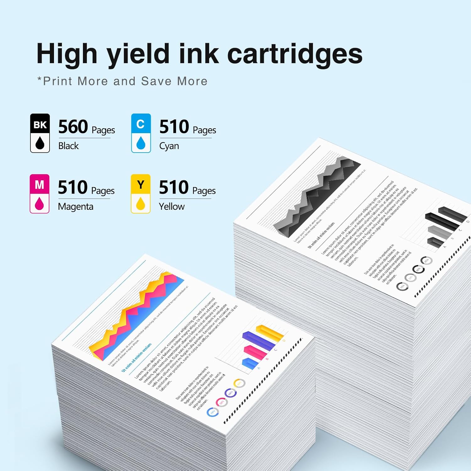 LC401XL Ink Cartridges 4 Pack Compatible Brother-High Yield-500 Pages