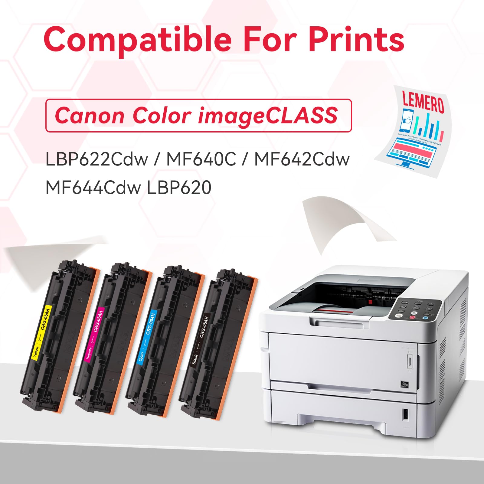 Compatible Canon 054H Toner Cartridge (Black Cyan Magenta Yellow) 4-PK
