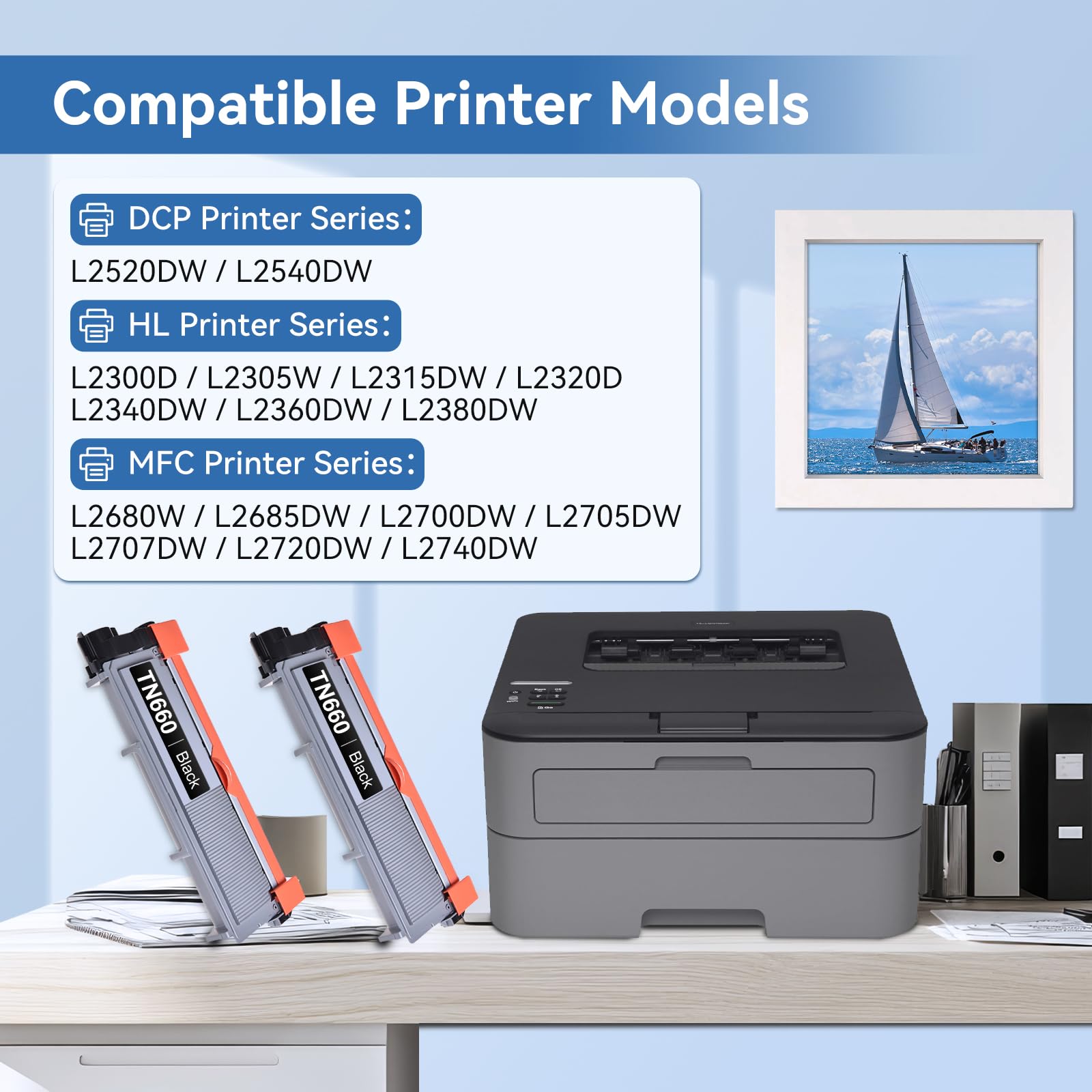 Compatible Brother TN660 Toner Cartridge 2 Black
