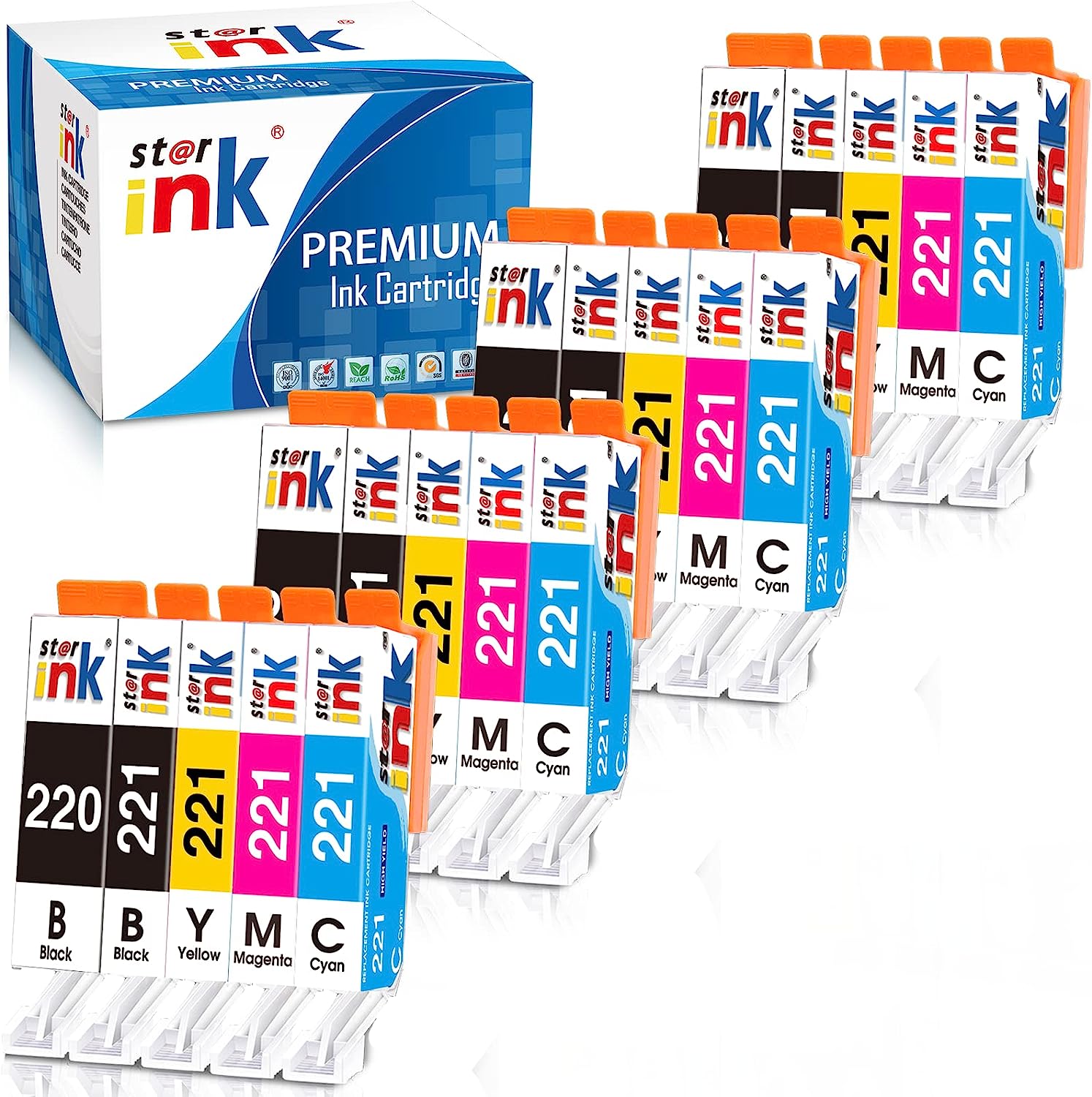 Starink PGI-220 CLI-221 Ink Cartridges Compatible Canon Pixma Printer (20-Packs) - Linford Office:Printer Ink & Toner Cartridge