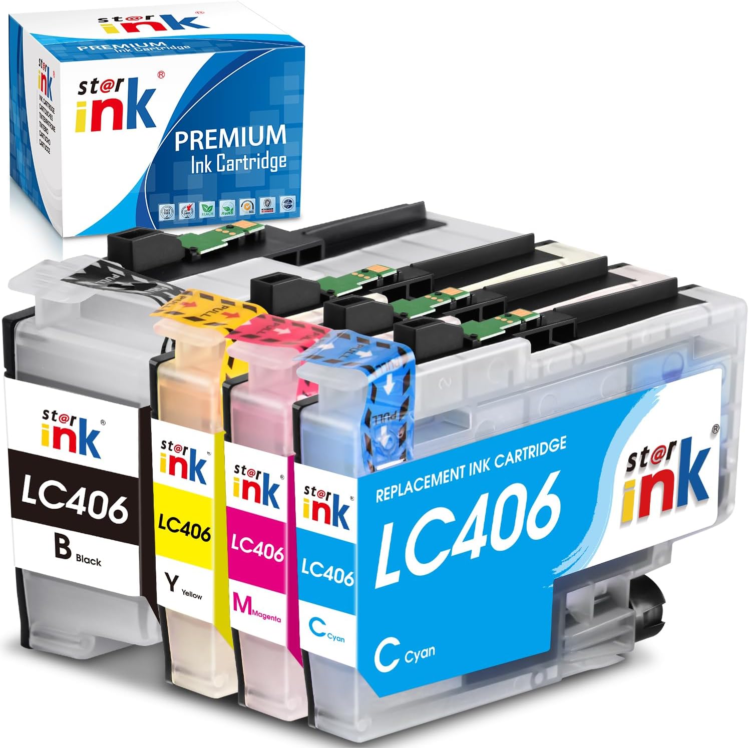 LC406 Ink Cartridges Compatible Brother Set, 4-Pack
