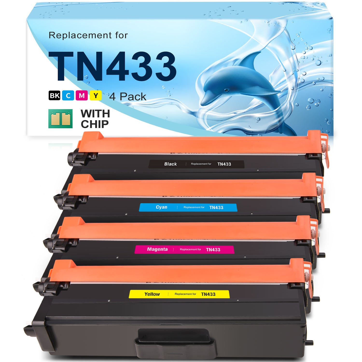 Linford TN433 Toner Cartridge Compatible Brother Printer 4-Pack (BK C M Y)