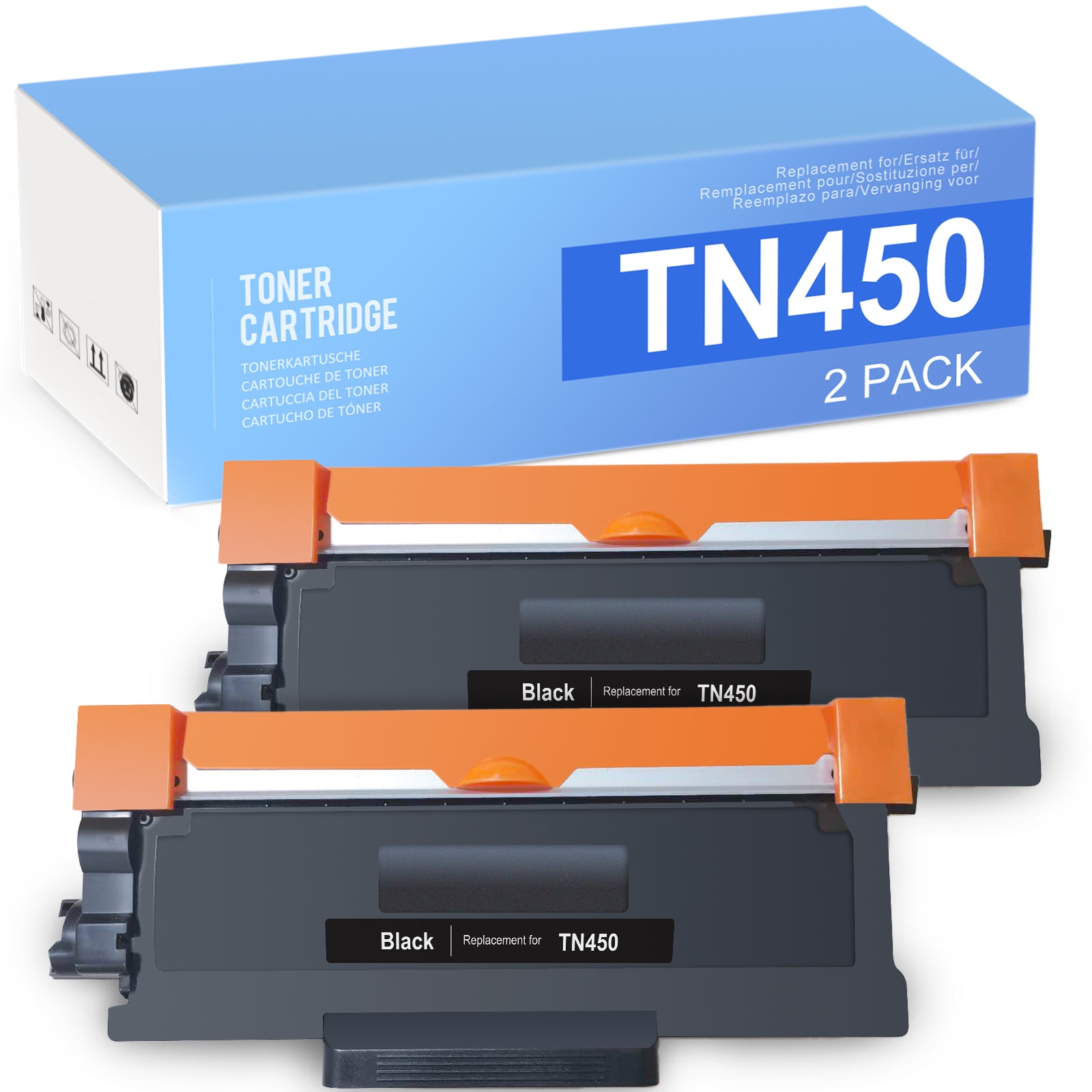 Linford Compatible Brother TN450 Black Toner Cartridge, 2-Pack High Yield