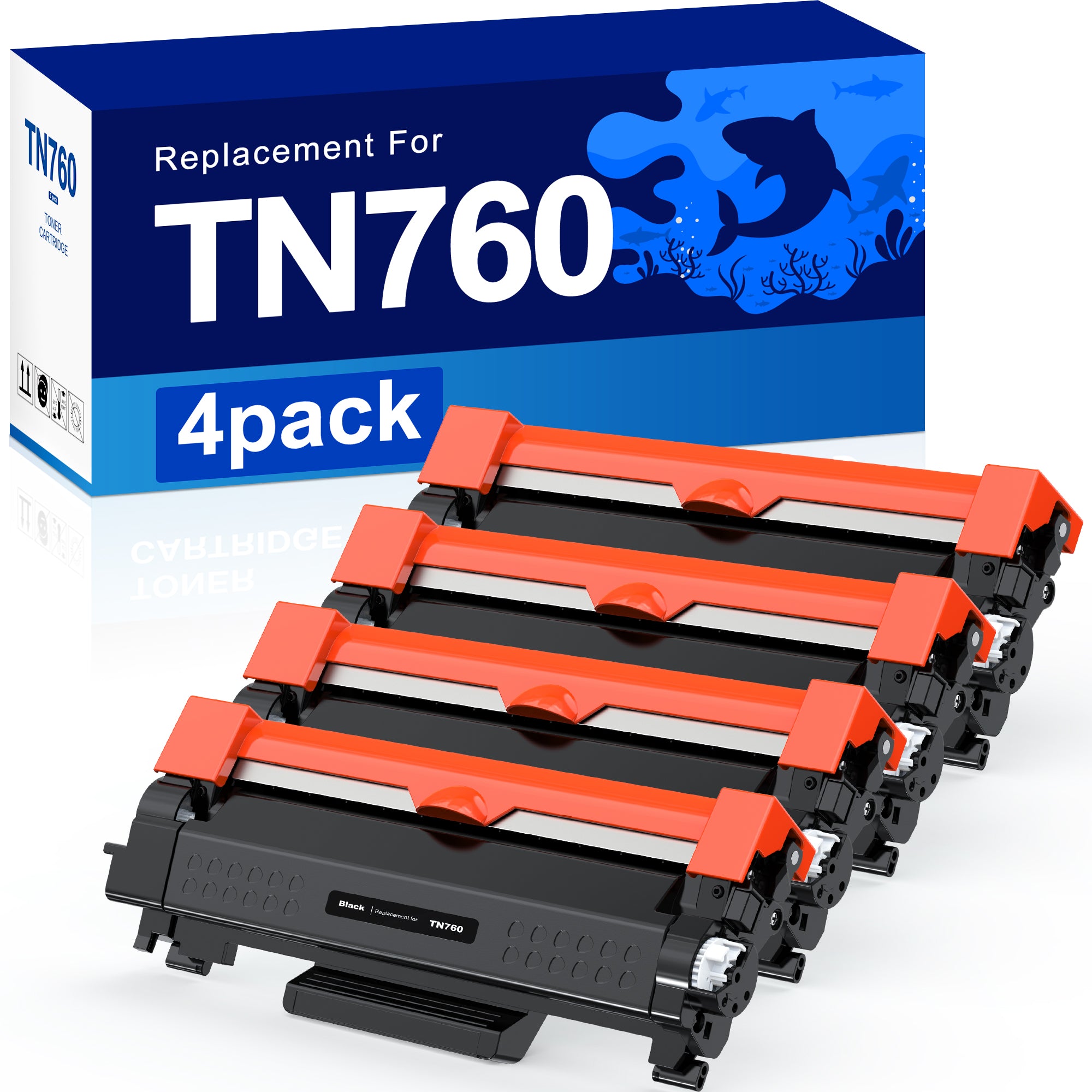 Linford Compatible For Brother TN760 Toner Replacement Black (4 Pack)