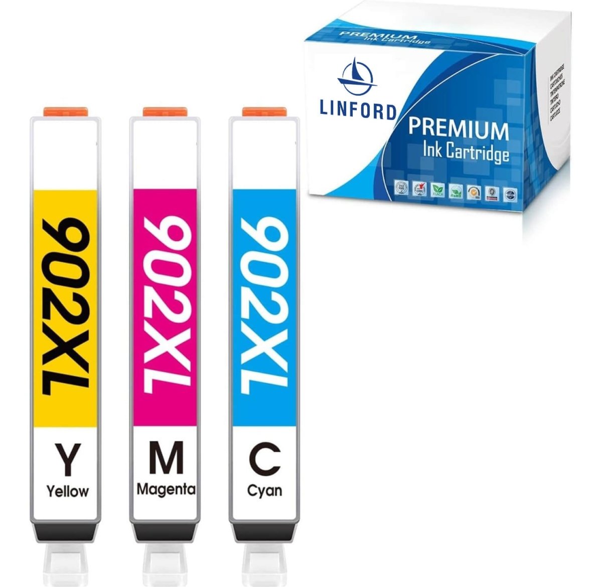 Compatible HP 902XL Color Ink Cartridges 3 Pack (Cyan Magenta Yellow) - Linford Office:Printer Ink & Toner Cartridge