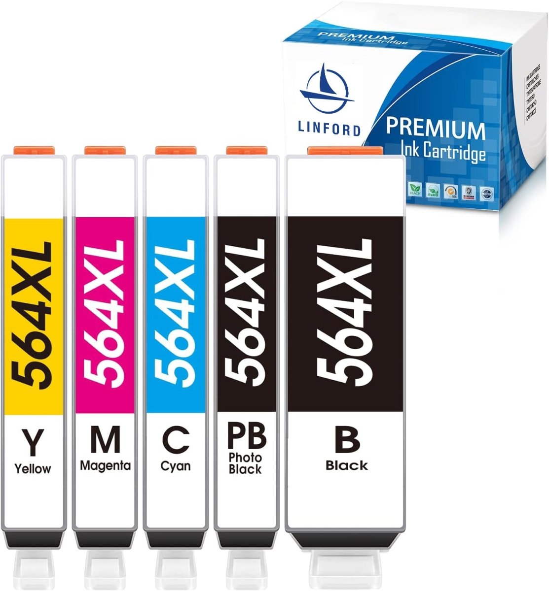 HP 564XL Ink Cartridges Comaptible for HP Photosmart (BK/PBK/C/M/Y) 5-Packs