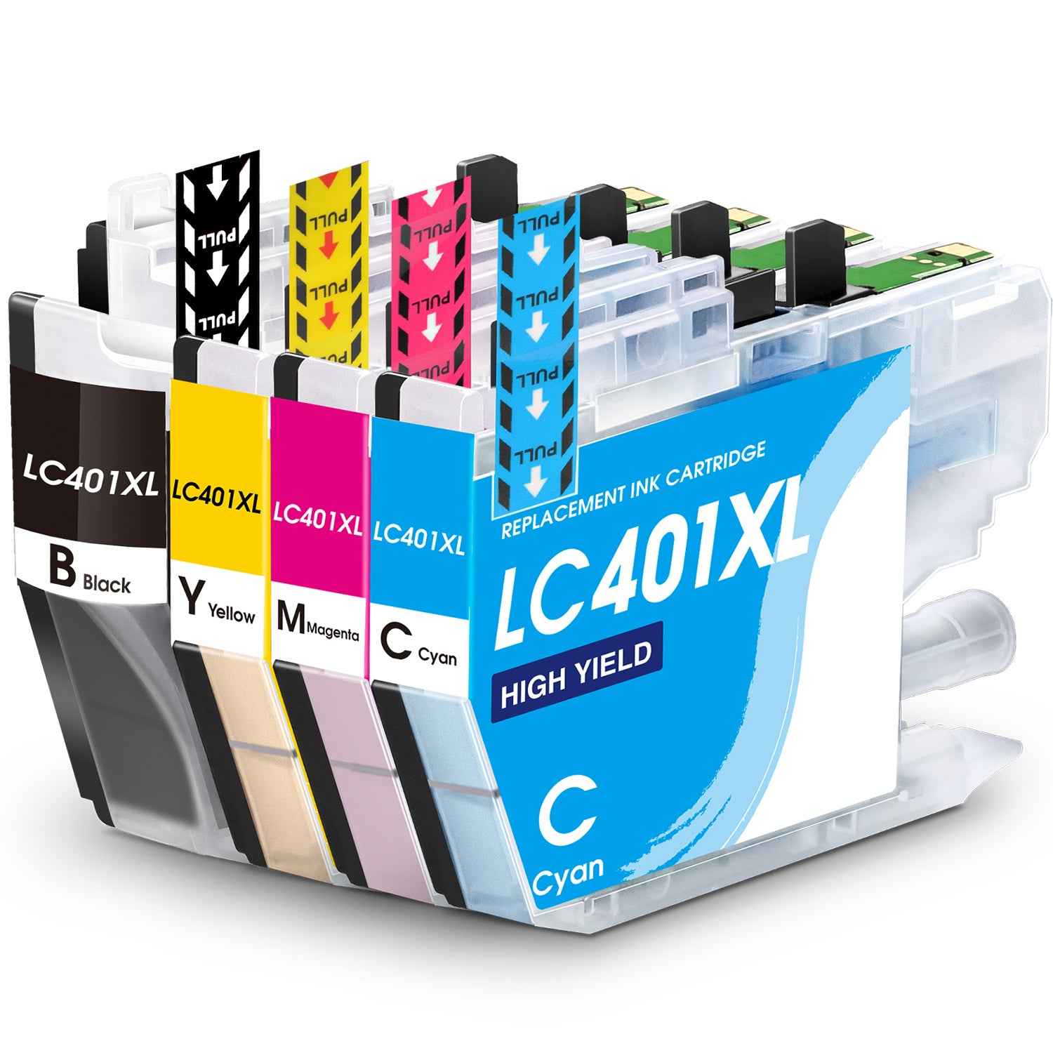 LC401XL Ink Cartridges 4 Pack Compatible Brother-High Yield-500 Pages