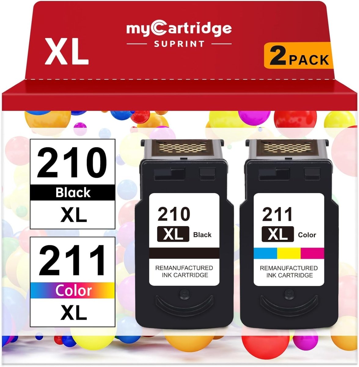Remanufactured Canon 210XL 211XL Ink Cartridge (1 Black, 1 Tri-Color) - Linford Office:Printer Ink & Toner Cartridge