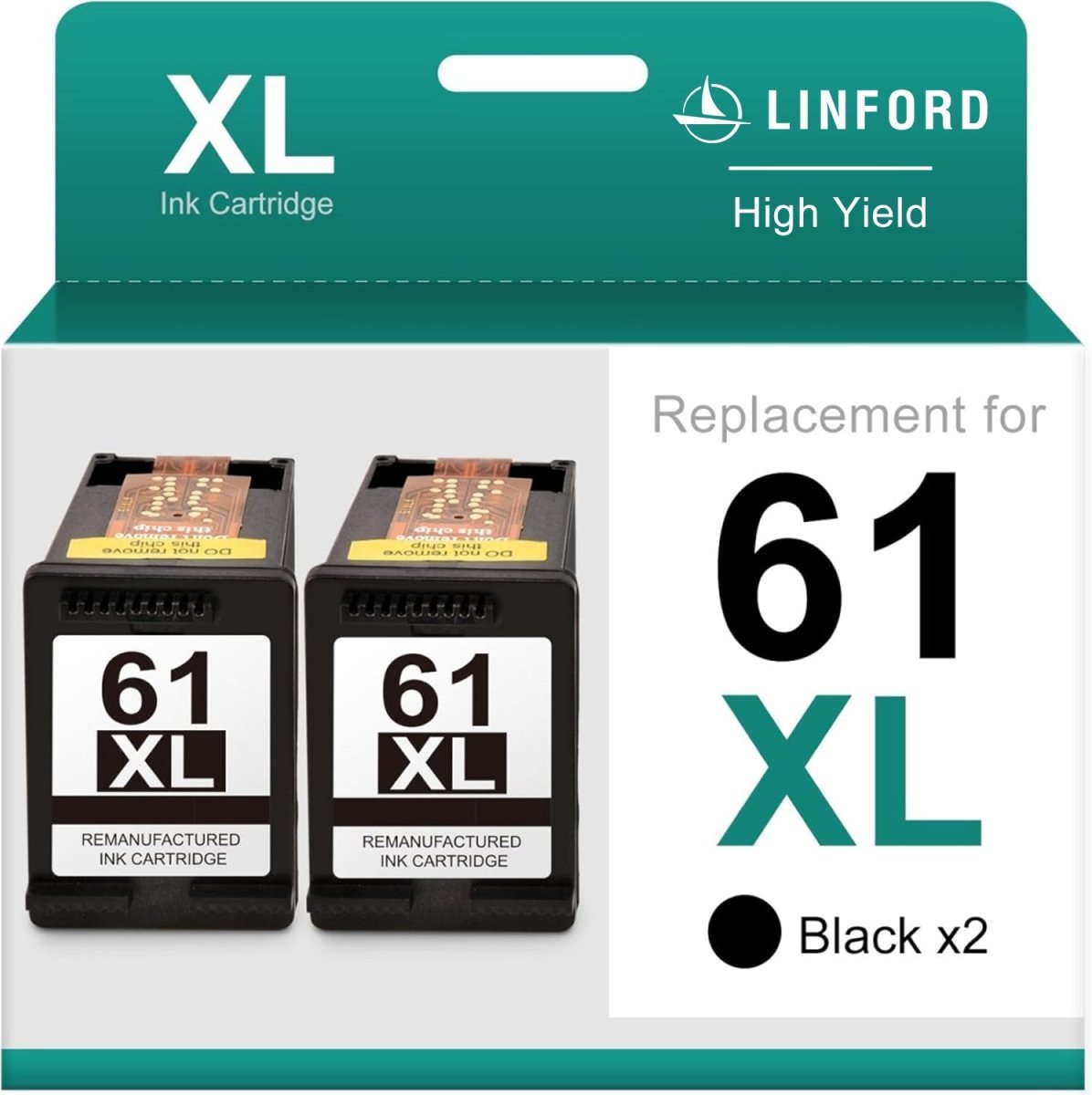 Remanufactured HP 61XL Black Ink Cartridge 2 Pack (CH563WN) High Yield - Linford Office:Printer Ink & Toner Cartridge