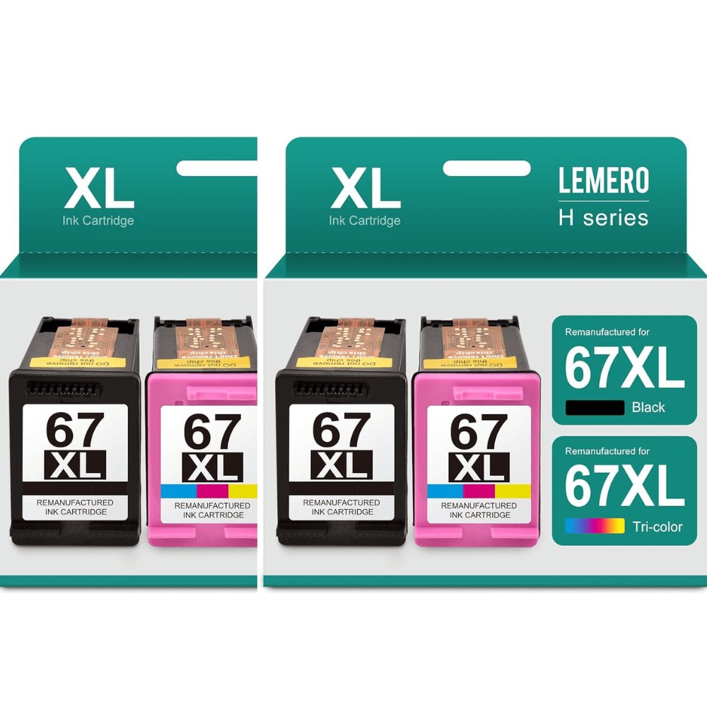 Remanufactured HP 67XL Ink Cartridges 4 Pack (2 Black, 2Tri-Color) - Linford Office:Printer Ink & Toner Cartridge