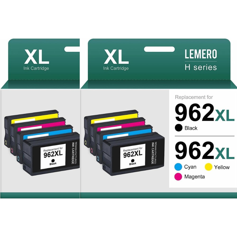 Remanufactured HP 962XL Ink Cartridges (Black, Cyan, Magenta, Yellow, 8-Pack) - Linford Office:Printer Ink & Toner Cartridge
