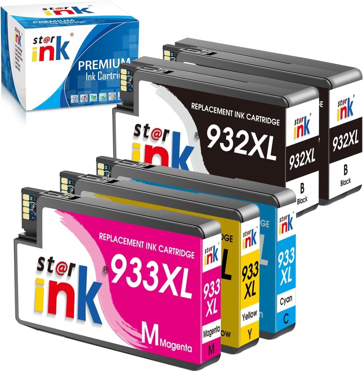 932XL 933XL Replacement HP Ink Cartridges 5-Pack (2 Black，1 Cyan , 1 Magenta , 1 Yellow ) - Linford Office:Printer Ink & Toner Cartridge
