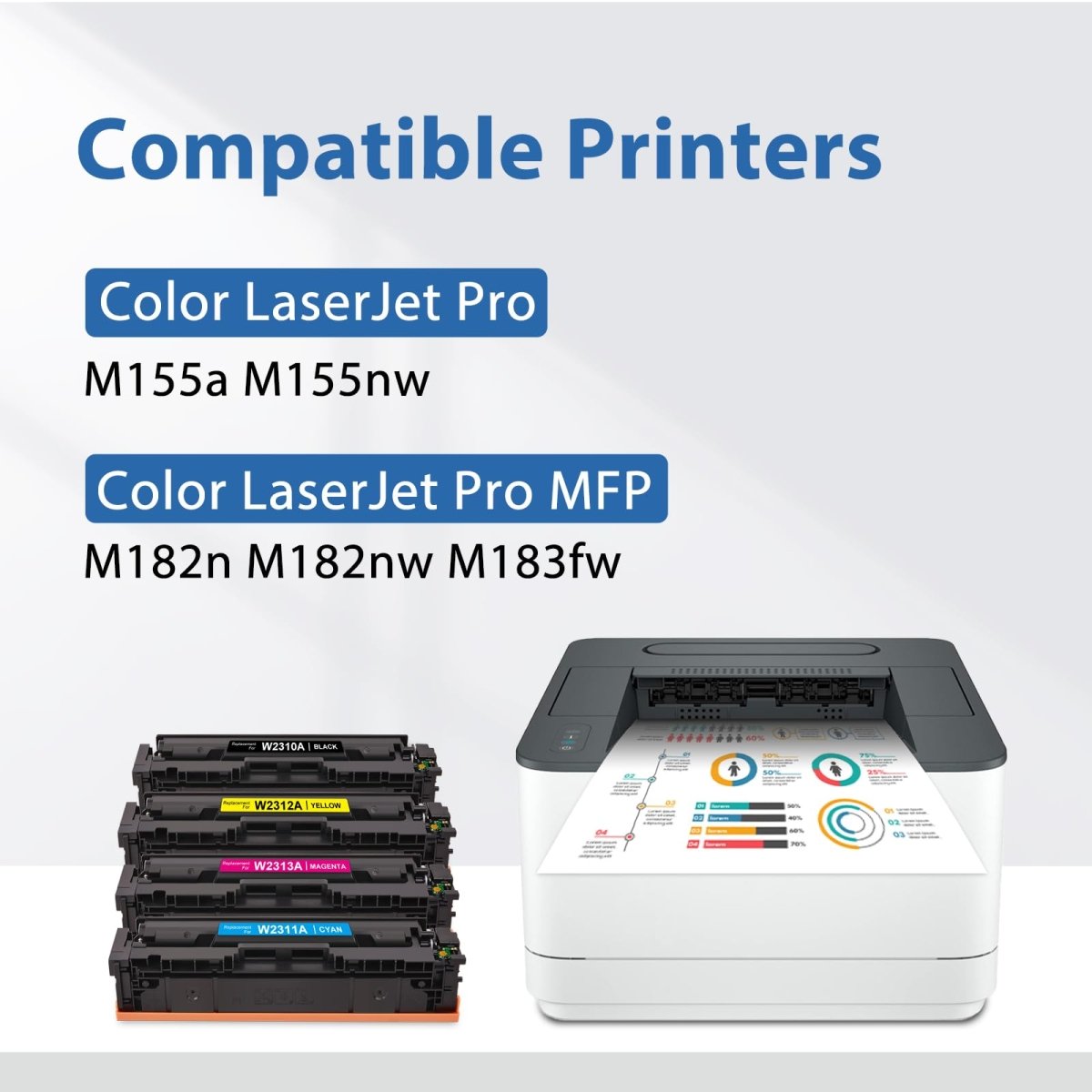 Compatbile HP 215A Toner Cartridge Set - 4 Pack With Chip - W2310A - Linford Office:Printer Ink & Toner Cartridge