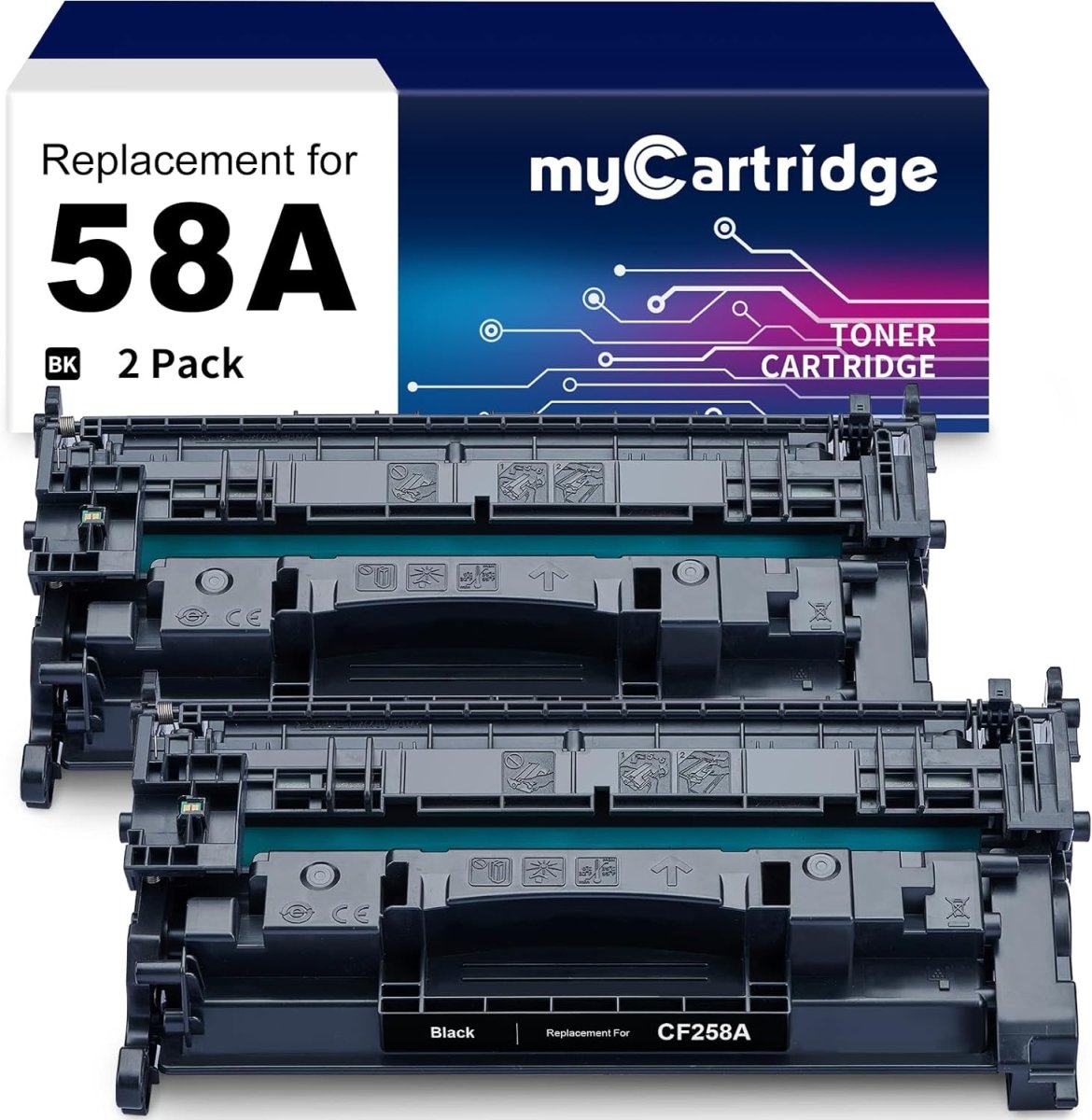 Compatible 58A CF258A Toner Cartridge Black 2 Pack (with Chip, High Yield) - Linford Office:Printer Ink & Toner Cartridge