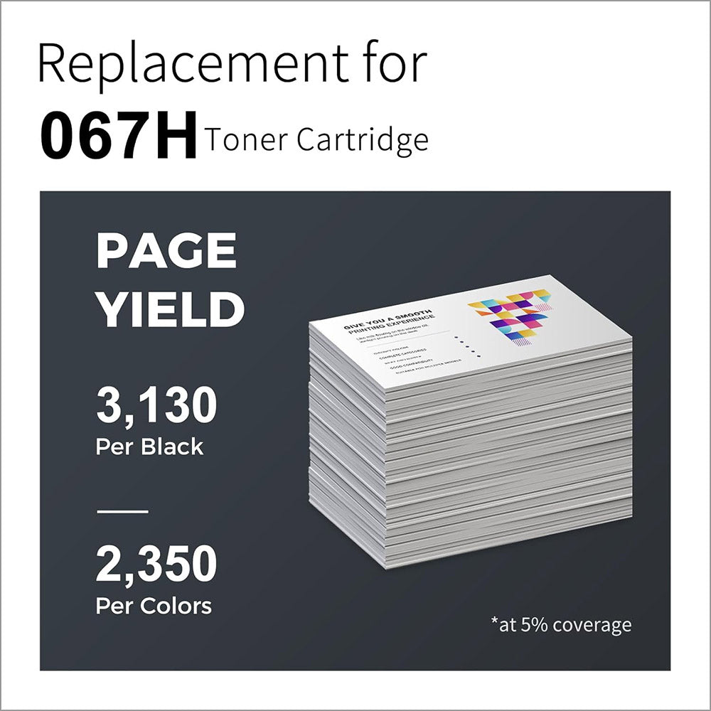 Compatible Canon 067H Toner Cartridges With Chip (Black, Cyan, Magenta, Yellow) Set of 4 High Yield - Linford Office:Printer Ink & Toner Cartridge