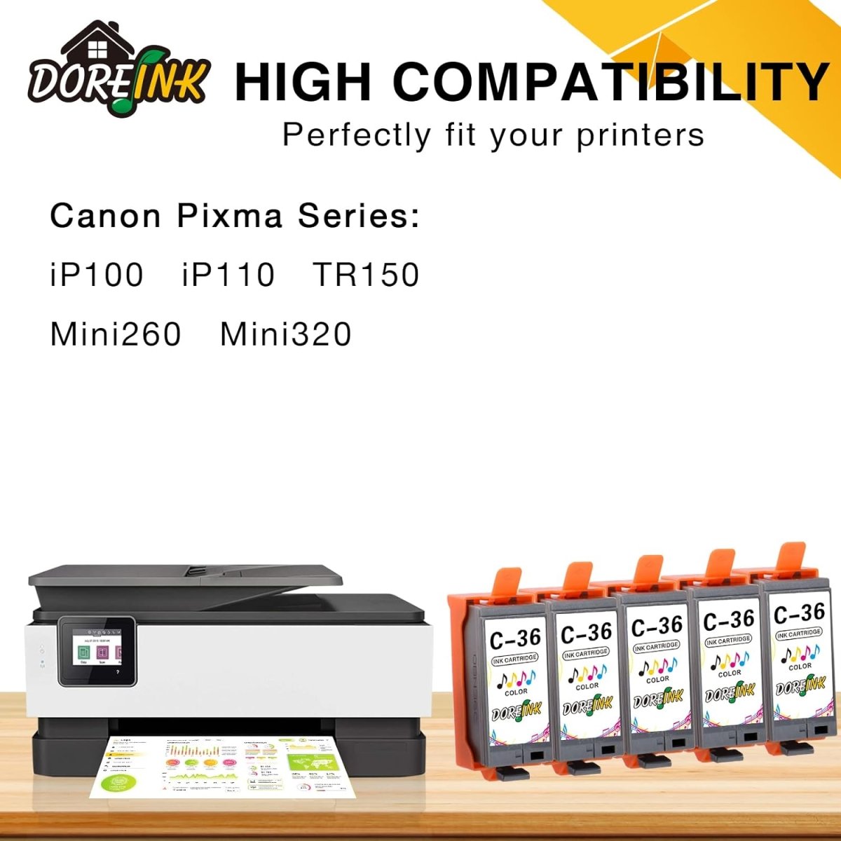 Compatible Canon CLI36 Ink Cartridge (Tri-Color, 5 Pack ) - Linford Office:Printer Ink & Toner Cartridge