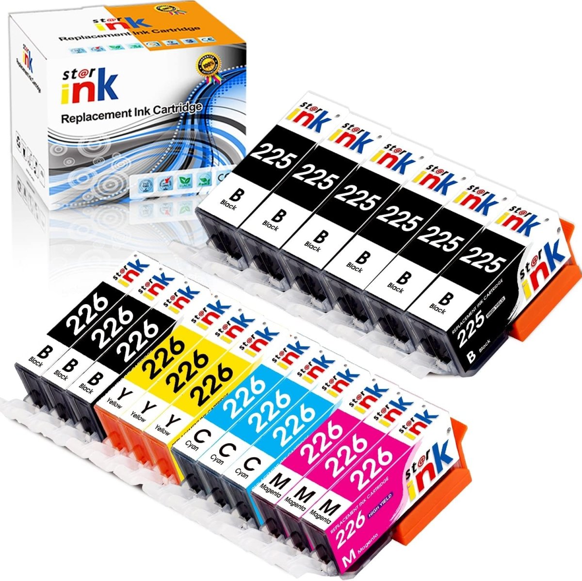 PGI-225 CLI-226 Compatible Ink Cartridges Canon (6 PGBK/3BK/3C/3M/3Y),18 Pack - Linford Office:Printer Ink & Toner Cartridge